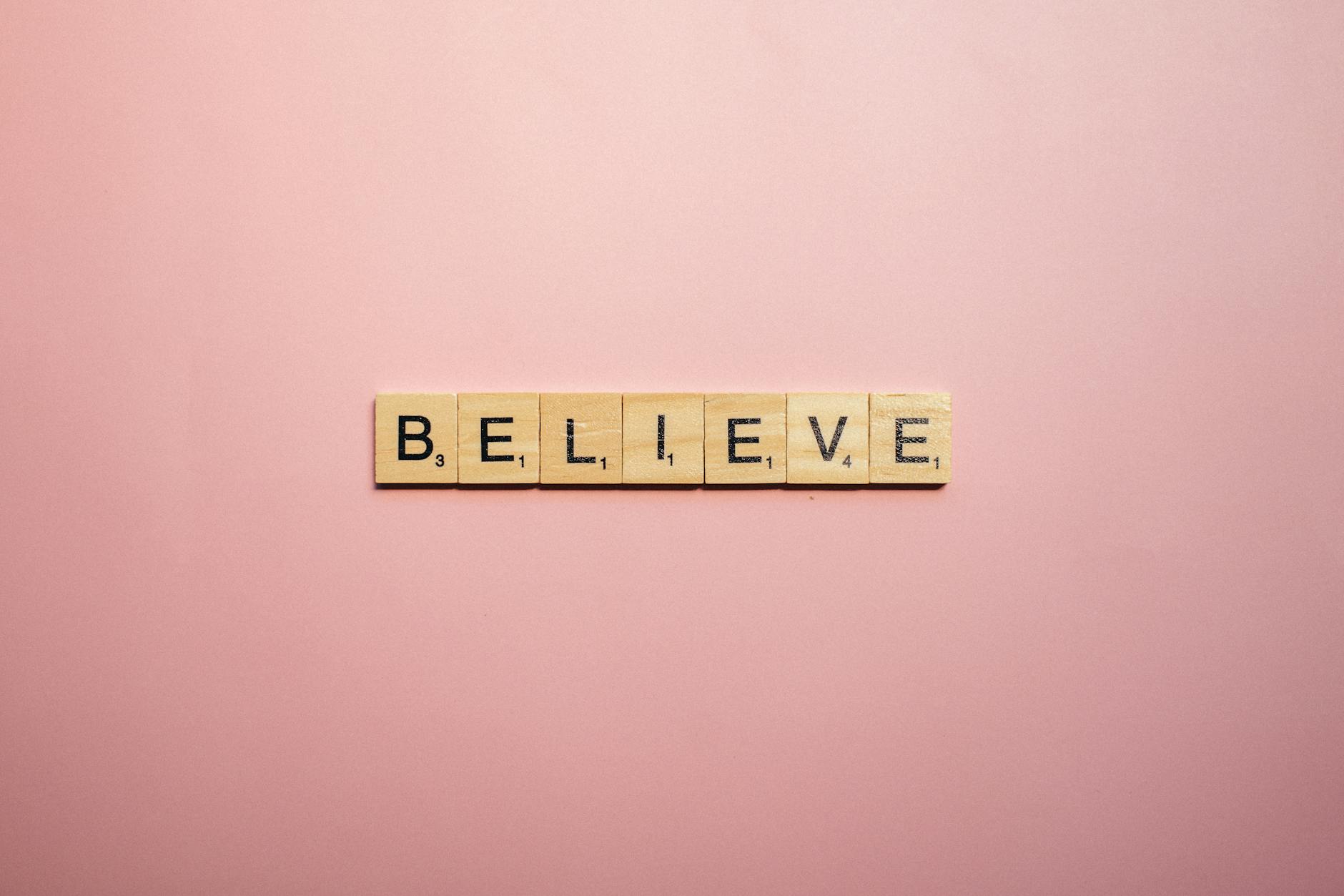 inscription made from wooden cubes